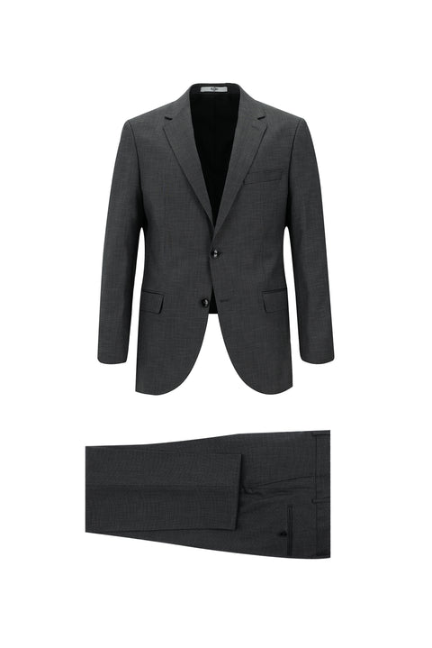 Orta Füme 6 Drop Regular Fit Standart Kesim Desenli Takım Elbise