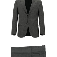 Koyu Füme Slim Fit Dar Kesim Klasik Desenli Takım Elbise