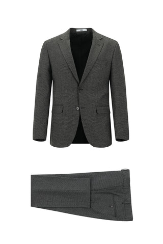  Koyu Füme 7 Drop Slim Fit Dar Kesim Desenli Takım Elbise