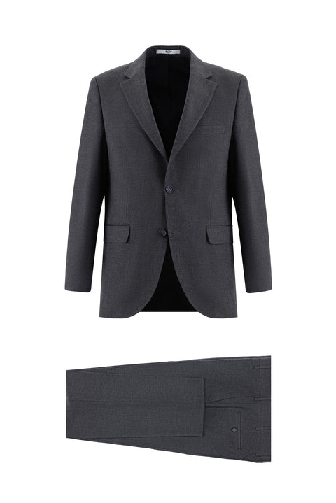 Koyu Füme 4 Drop Relaxed Fit Rahat Kesim Desenli Takım Elbise
