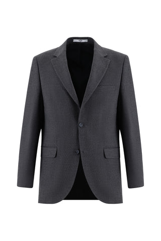  Koyu Füme 4 Drop Relaxed Fit Rahat Kesim Desenli Takım Elbise