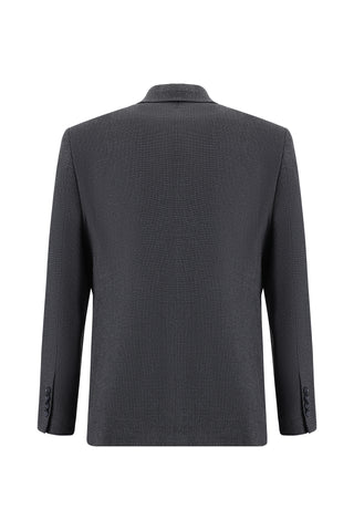  Koyu Füme 4 Drop Relaxed Fit Rahat Kesim Desenli Takım Elbise