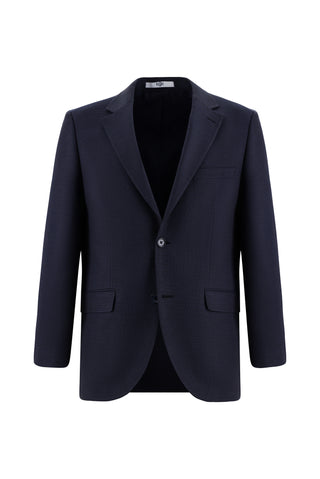  Koyu Lacivert 4 Drop Relaxed Fit Rahat Kesim Desenli Takım Elbise