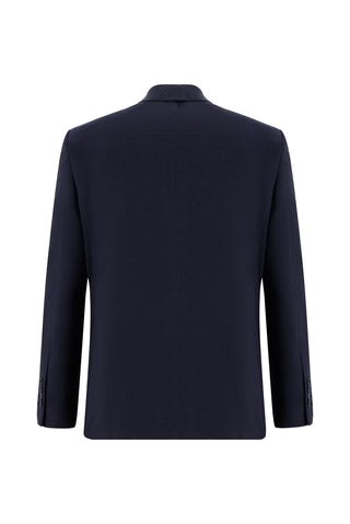  Koyu Lacivert 4 Drop Relaxed Fit Rahat Kesim Desenli Takım Elbise