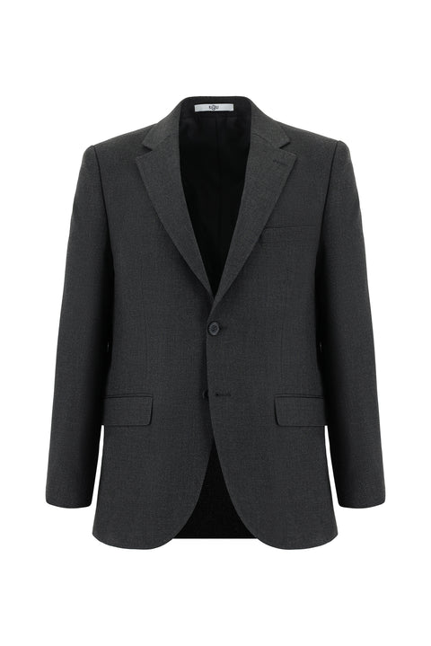 Koyu Antrasit 4 Drop Relaxed Fit Rahat Kesim Desenli Takım Elbise