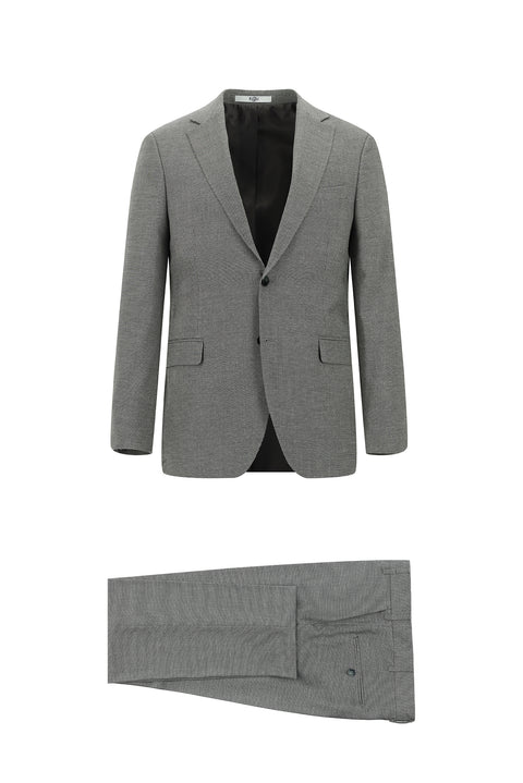 Açık Füme 7 Drop Slim Fit Dar Kesim Desenli Takım Elbise