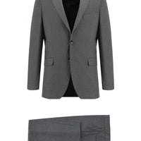 Orta Füme Slim Fit Dar Kesim Klasik Desenli Takım Elbise