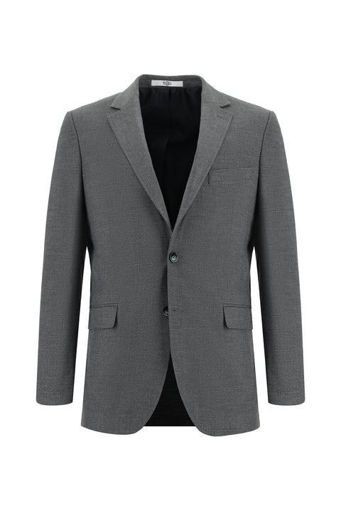 Orta Füme 7 Drop Slim Fit Dar Kesim Desenli Takım Elbise