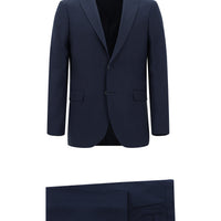 Orta Lacivert Slim Fit Dar Kesim Klasik Desenli Takım Elbise