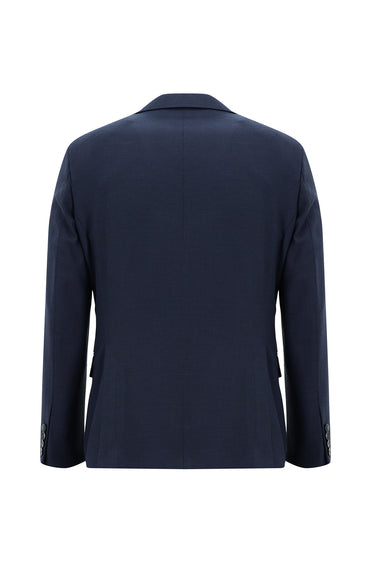 Orta Lacivert Slim Fit Dar Kesim Klasik Desenli Takım Elbise