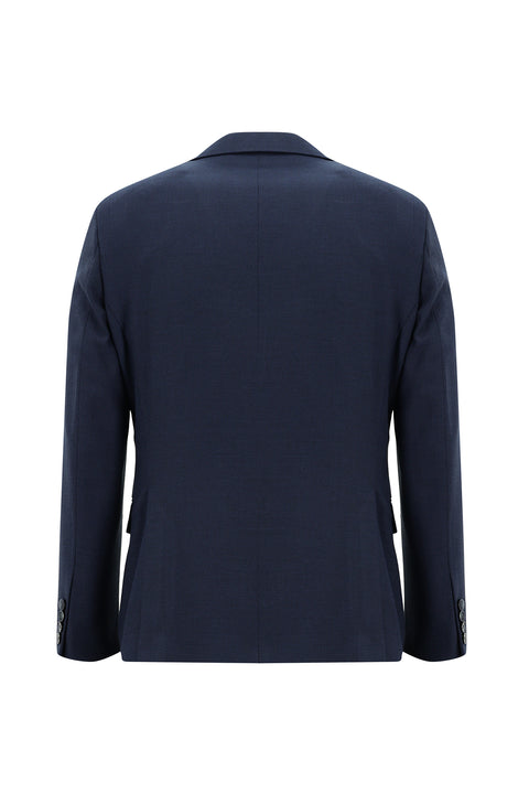 Orta Lacivert 7 Drop Slim Fit Dar Kesim Desenli Takım Elbise