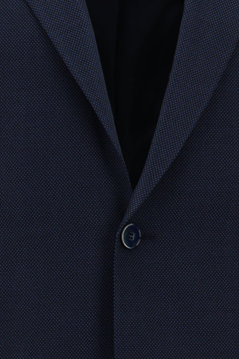 Orta Lacivert 7 Drop Slim Fit Dar Kesim Desenli Takım Elbise