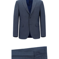 Koyu Mavi  Slim Fit Dar Kesim Klasik Desenli Takım Elbise