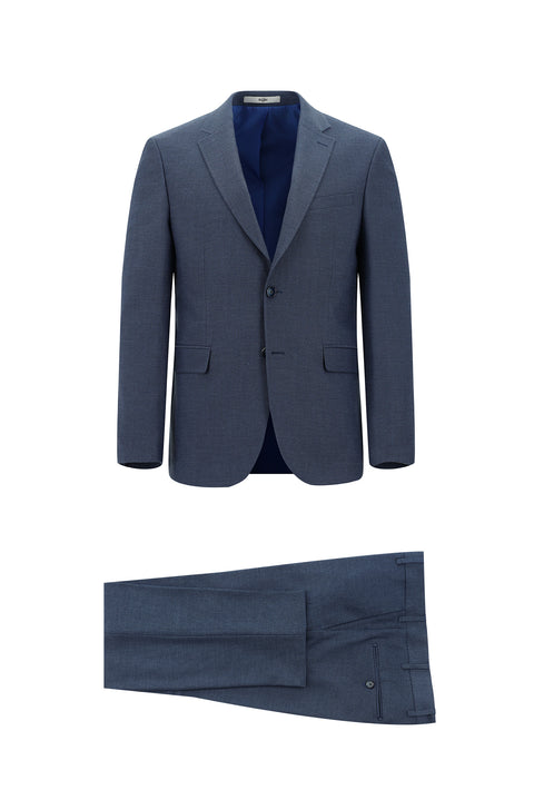 Dark Blue 6 Drop Regular Fit Standard Cut Patterned Suit