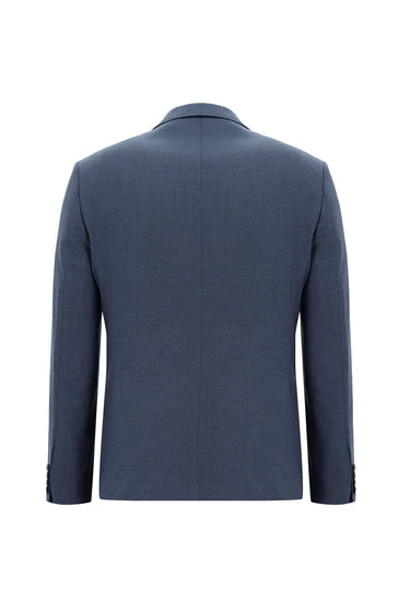  Koyu Mavi  Slim Fit Dar Kesim Klasik Desenli Takım Elbise