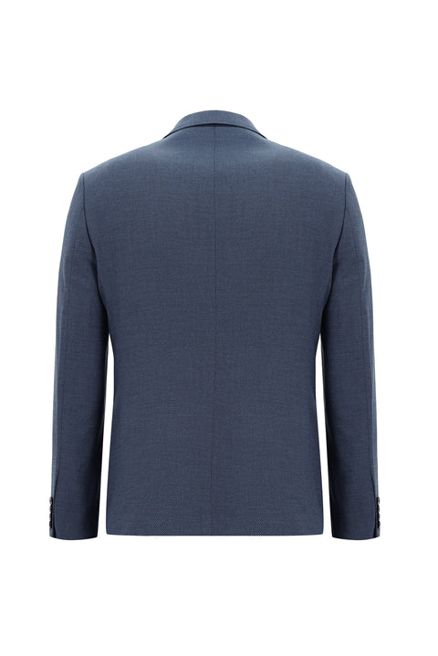 Koyu Mavi  7 Drop Slim Fit Dar Kesim Desenli Takım Elbise