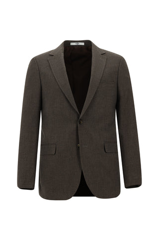  Orta Kahve 7 Drop Slim Fit Dar Kesim Desenli Takım Elbise