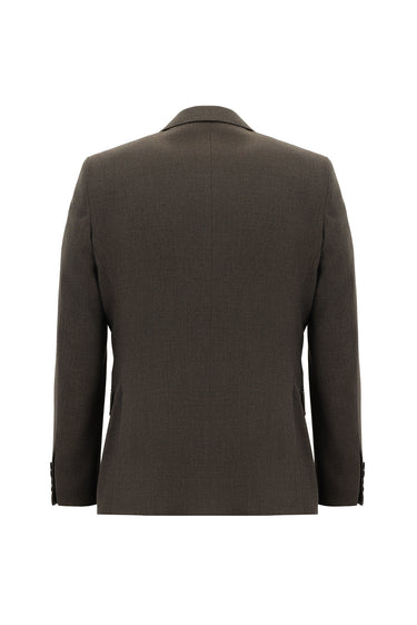 Orta Kahve Slim Fit Dar Kesim Klasik Desenli Takım Elbise