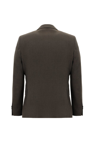  Orta Kahve Regular Fit Klasik Desenli Takım Elbise