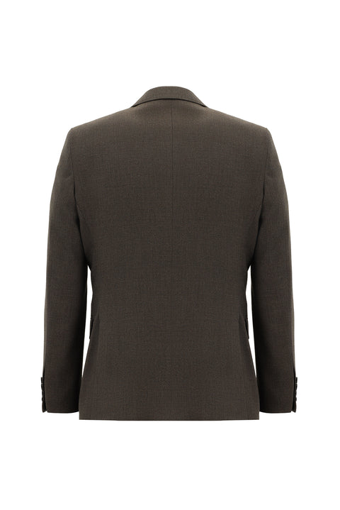 Medium Brown 7 Drop Slim Fit Patterned Suit