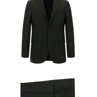 Koyu Haki Slim Fit Dar Kesim Klasik Desenli Takım Elbise