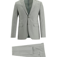Açık Gri Super Slim Fit Ekstra Dar Kesim Desenli Klasik Takım Elbise