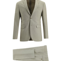 Açık Bej Super Slim Fit Ekstra Dar Kesim Desenli Klasik Takım Elbise