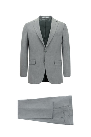  Orta Füme Regular Fit Klasik Desenli Takım Elbise