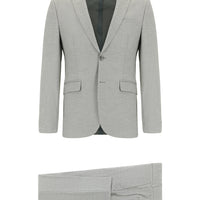 Orta Gri Super Slim Fit Ekstra Dar Kesim Desenli Klasik Takım Elbise
