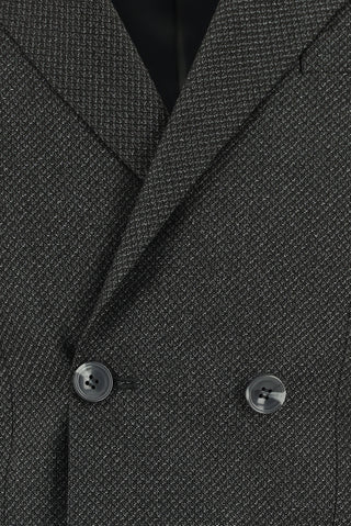  Orta Antrasit Regular Fit Desenli Kruvaze Takım Elbise