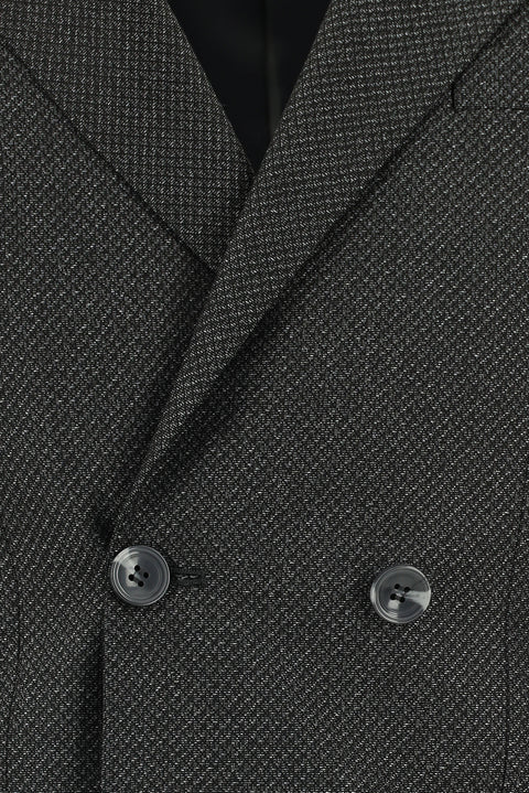 Orta Antrasit 6 Drop Regular Fit Standart Kesim Desenli Kruvaze Takım Elbise