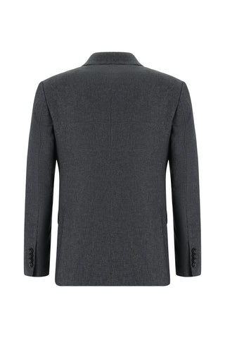  Koyu Füme Super Slim Fit Ekstra Dar Kesim Desenli Kruvaze Takım Elbise