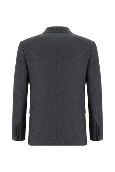  Koyu Füme Slim Fit Dar Kesim Desenli Kruvaze Takım Elbise