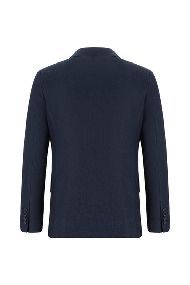  Koyu Lacivert Slim Fit Dar Kesim Desenli Kruvaze Takım Elbise