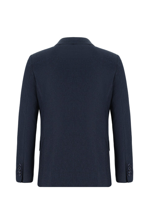 Dark Navy 7 Drop Super Slim Fit Extra Narrow Cut Patterned Double-Breasted Suit