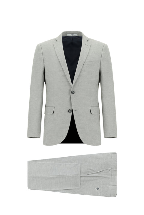Medium Grey 7 Drop Super Slim Fit Extra Narrow Cut Patterned Suit