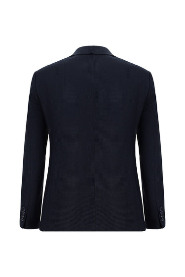  Koyu Lacivert Super Slim Fit Ekstra Dar Kesim Klasik Desenli Takım Elbise