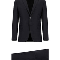 Koyu Antrasit Super Slim Fit Ekstra Dar Kesim Klasik Desenli Takım Elbise