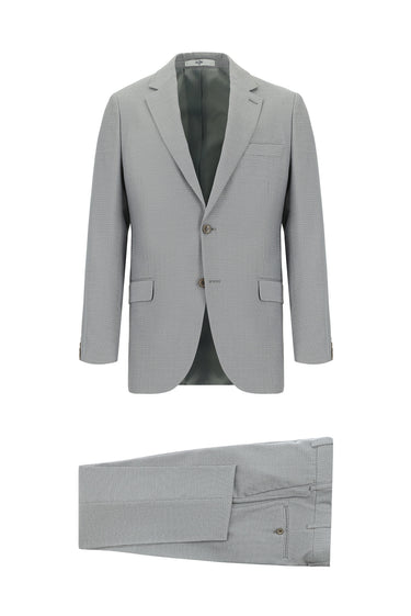Açık Gri Slim Fit Dar Kesim Klasik Desenli Takım Elbise