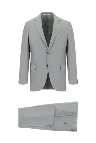  Açık Gri 7 Drop Slim Fit Dar Kesim Desenli Takım Elbise