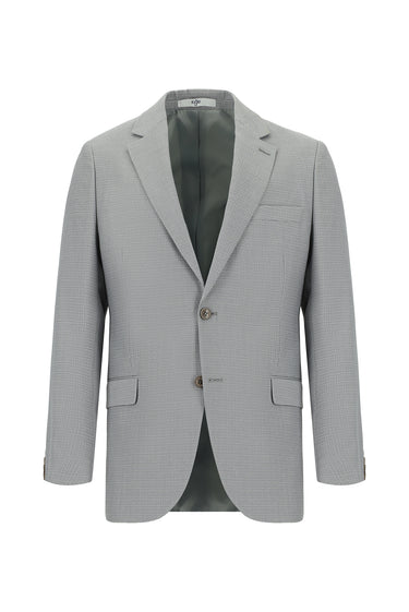 Açık Gri Slim Fit Dar Kesim Klasik Desenli Takım Elbise