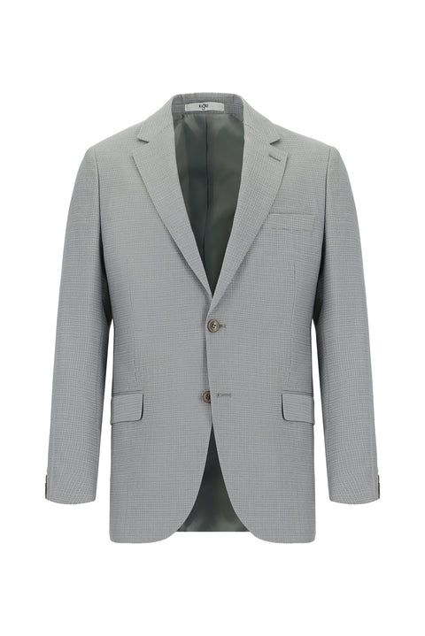 Açık Gri 7 Drop Slim Fit Dar Kesim Desenli Takım Elbise