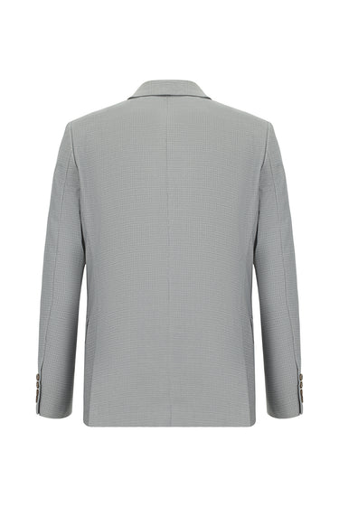 Açık Gri Slim Fit Dar Kesim Klasik Desenli Takım Elbise