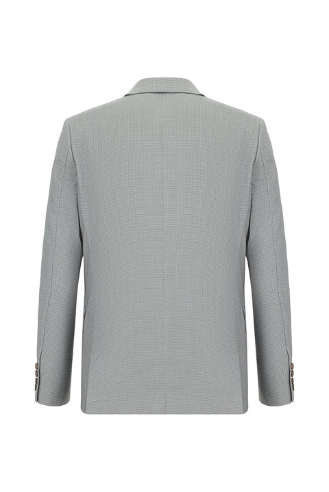 Açık Gri 7 Drop Slim Fit Dar Kesim Desenli Takım Elbise