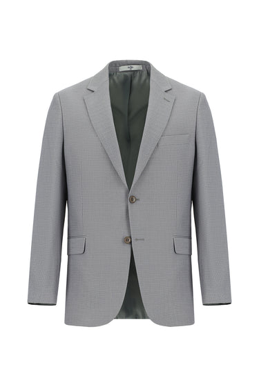 Orta Gri Slim Fit Dar Kesim Klasik Desenli Takım Elbise