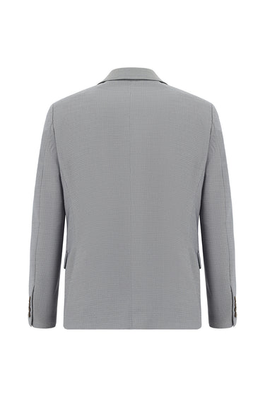 Orta Gri Slim Fit Dar Kesim Klasik Desenli Takım Elbise