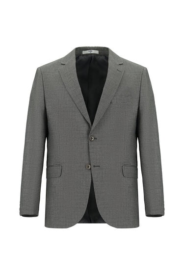 Orta Füme Slim Fit Dar Kesim Klasik Desenli Takım Elbise