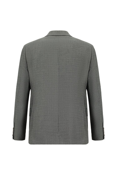 Orta Füme Slim Fit Dar Kesim Klasik Desenli Takım Elbise