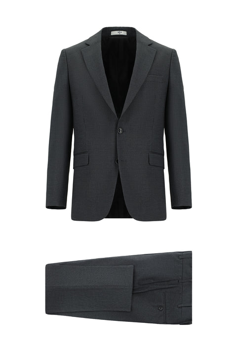 Dark Gray 7 Drop Slim Fit Patterned Suit