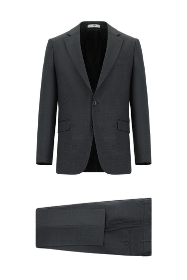  Koyu Füme Slim Fit Dar Kesim Klasik Desenli Takım Elbise